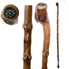 20605 HIKING STAFF WITH COMPASS/BARK - Click Image to Close