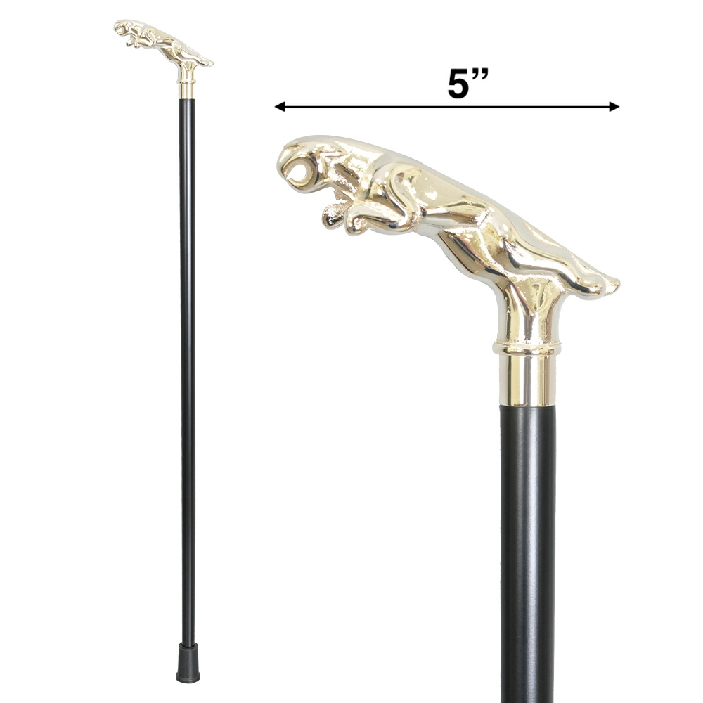 40115S Silver Cheetah Brass Walking Stick