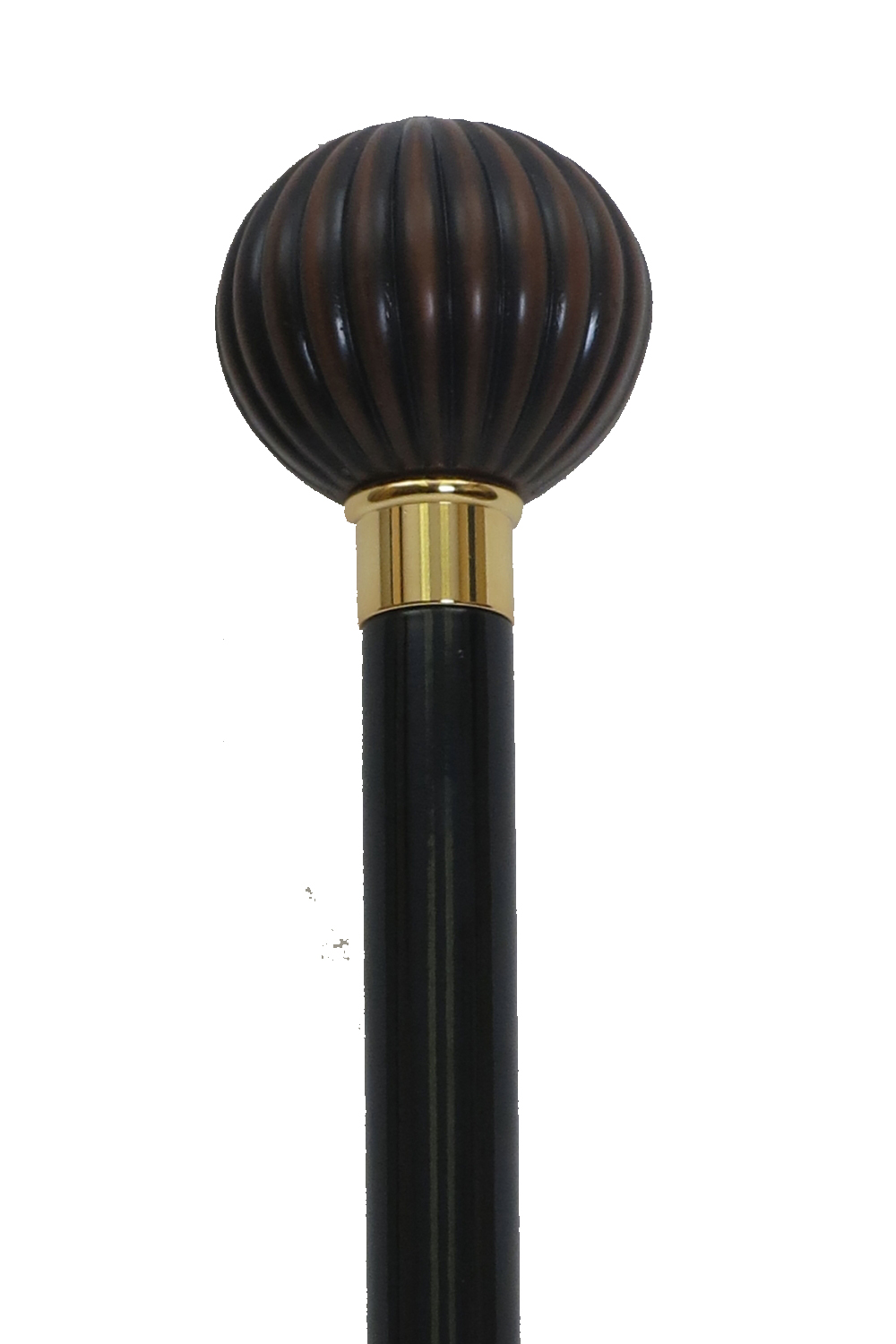 96100 Brown Carved Round Handle Wood Stick