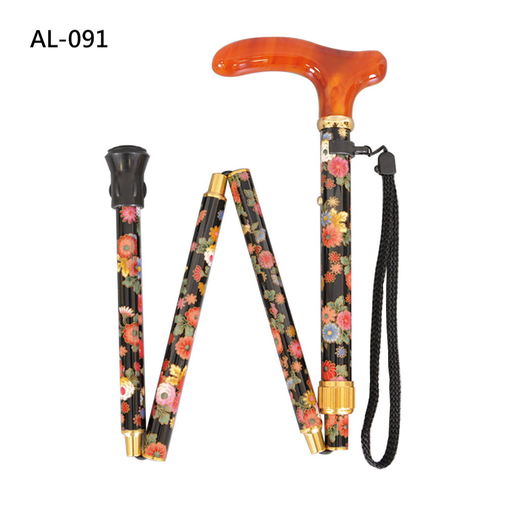 AL-091 Adj Slim Folding Stick/Fabric Pattern/Acrylic Handle