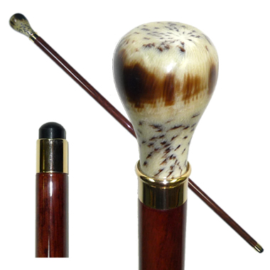20811 Simulated Horn Stick with Bulb Shaped Handle (cherry) - Click Image to Close