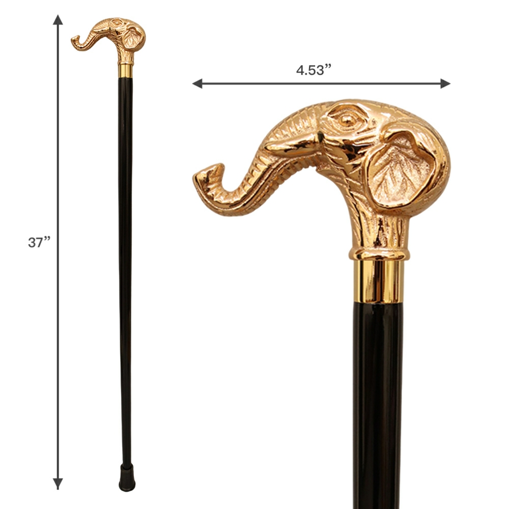 40111G Gold Elephant Brass Stick - Click Image to Close