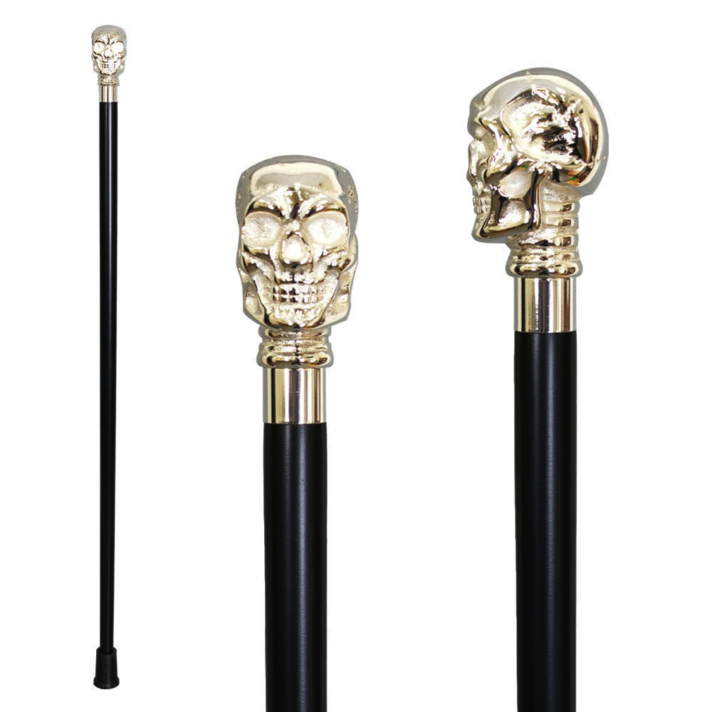 40114S Silver Skull Brass Walking Stick - Click Image to Close