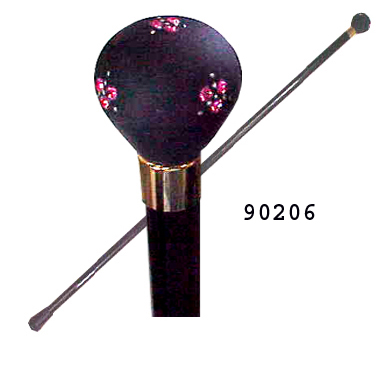 90206 Italy Black Handle Stick W/Pink Swarovsky Strass Around - Click Image to Close