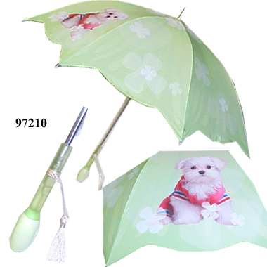 97210 DOG WITH FLOWER HANDLE UMBRELLA - Click Image to Close