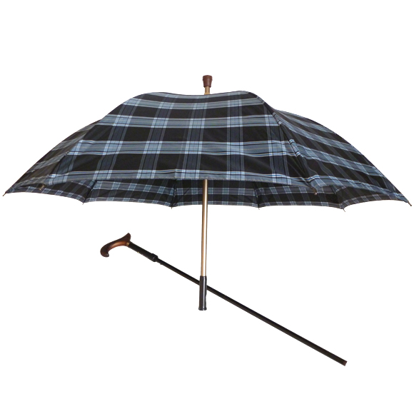 95003 Umbrella Stick/ Navy Plaid - Click Image to Close