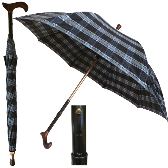95003 Umbrella Stick/ Navy Plaid - Click Image to Close