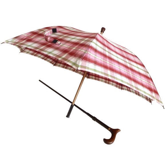 95004 Umbrella Stick/ Pink Plaid - Click Image to Close