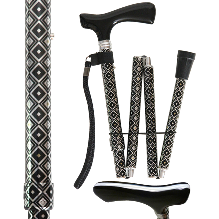 AL-321 Adjustable Slim Fashion Folding Stick/Acrylic Handle